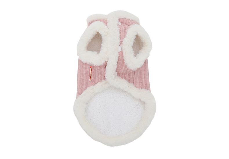 Cozy winter vest for kittens, anti-shed, warm pink vest with white trim for Ragdoll and small cats.