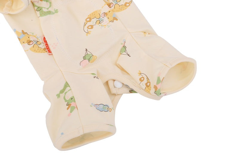 Thin, breathable cat suit with playful prints for summer.