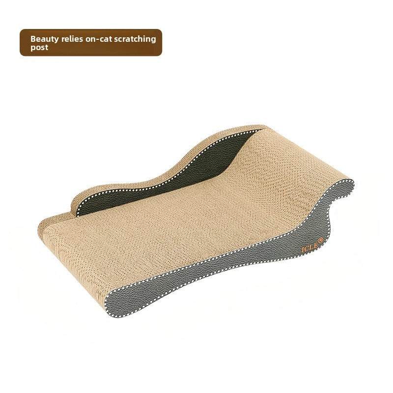 Wear-resistant cat scratching lounger with durable board for big cat claw care.