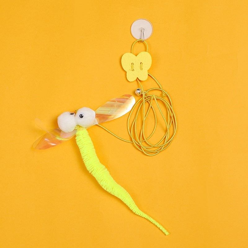Hanging Cat Teaser Toy with Elastic Rope: Feather Wand for Cats and Dogs - Door-Mounted Pet Play Accessory