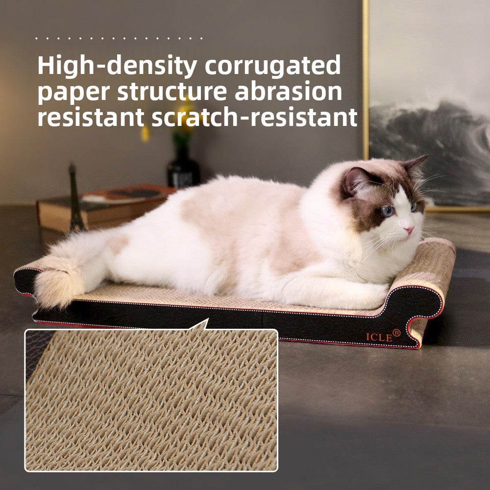 Wear-resistant cat scratching lounger with high-density corrugated paper.