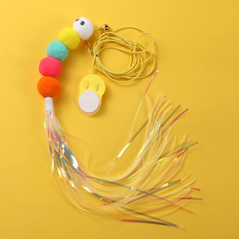 Juguete colgante para gatos con cuerda elástica: varita de plumas para gatos y perros - Accesorio de juego para mascotas para montar en la puerta