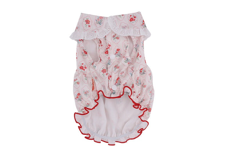 Cute summer pet cat dress in vintage style, breathable and anti-shedding.