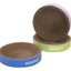 Durable eco-friendly cat scratch board bed in purple, blue, and green.
