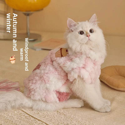 Winter kitten outfit in pastel pink, warm and windproof for Ragdoll and British Shorthair cats.