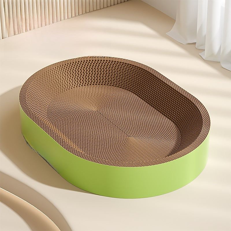 Durable cat scratch board bed, non-shedding, eco-friendly combo.