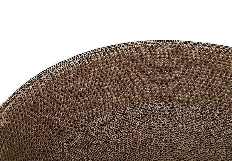 Durable cat scratch board bed, non-shedding, eco-friendly.