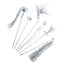 Cat teaser wand toys with feathers and bells for self amusement.