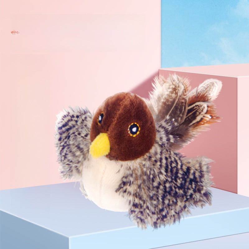 Juguete interactivo con plumas para gatos: estimulador electrónico masticable realista con forma de pájaro y ratón para el entretenimiento de los gatos.