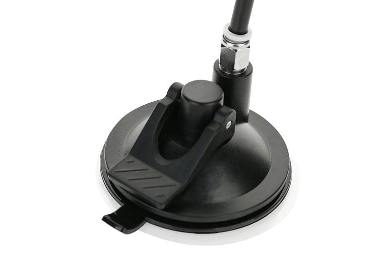 Cat toy with suction cup and steel wire teaser pole for interactive play.