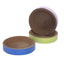 Durable cat scratch board bed, non-shedding, eco-friendly design, in colorful round shapes.