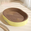 Durable eco-friendly cat scratch board bed in beige and yellow.