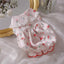 Vintage-style breathable summer pet cat dress with floral pattern and lace details.