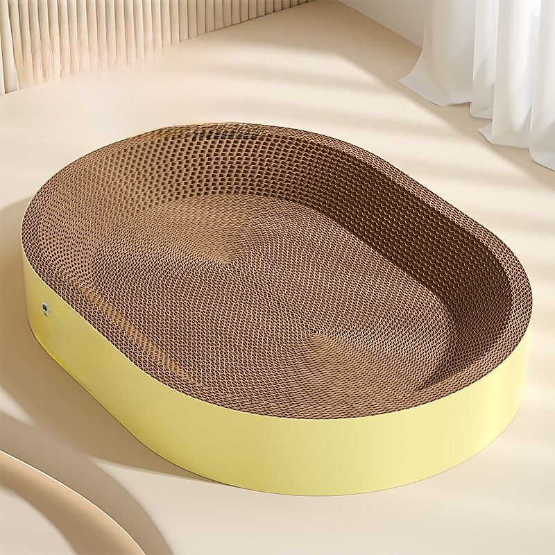 Durable cat scratch board bed, non-shedding, eco-friendly combo.