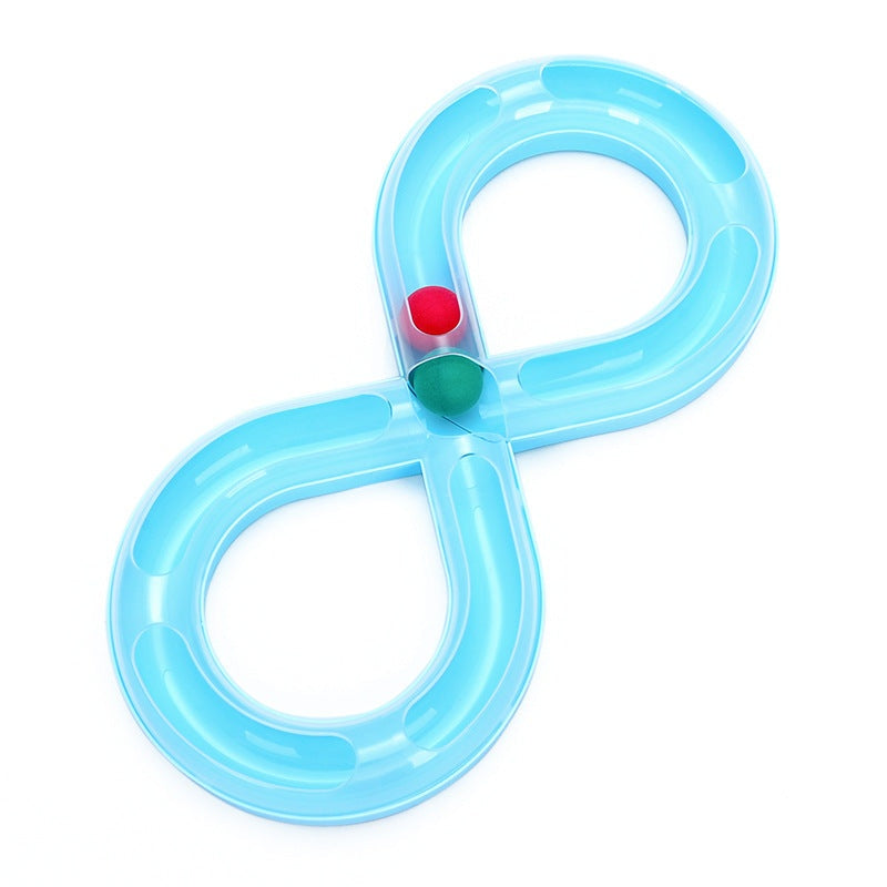 Interactive cat toy set with a blue spinning wheel designed for kittens, British Shorthairs, and Ragdoll cats.