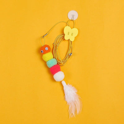 Jouet à suspendre pour chat avec corde élastique : baguette à plumes pour chats et chiens – Accessoire de jeu pour animaux de compagnie à fixer sur une porte